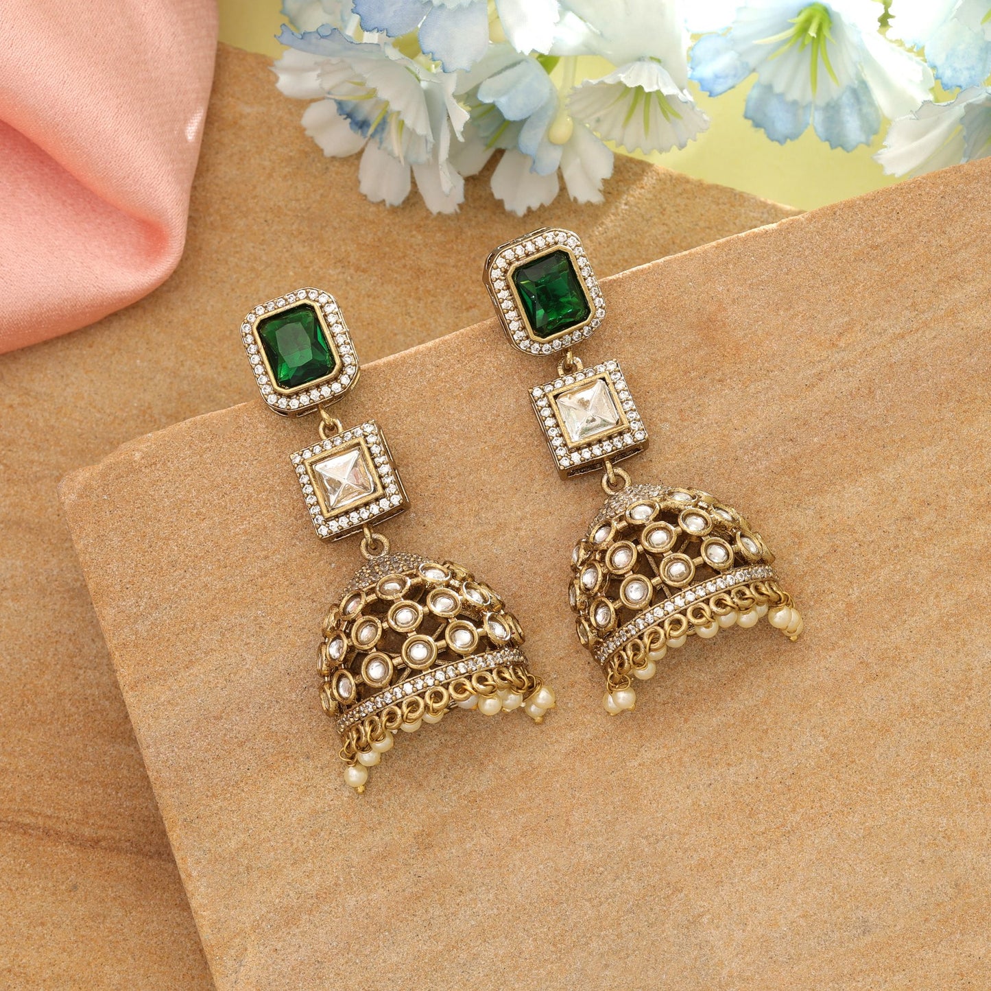 Grüne amerikanische Diamantohrringe Designer Festliche Stilvolle Schmuckkollektion Design