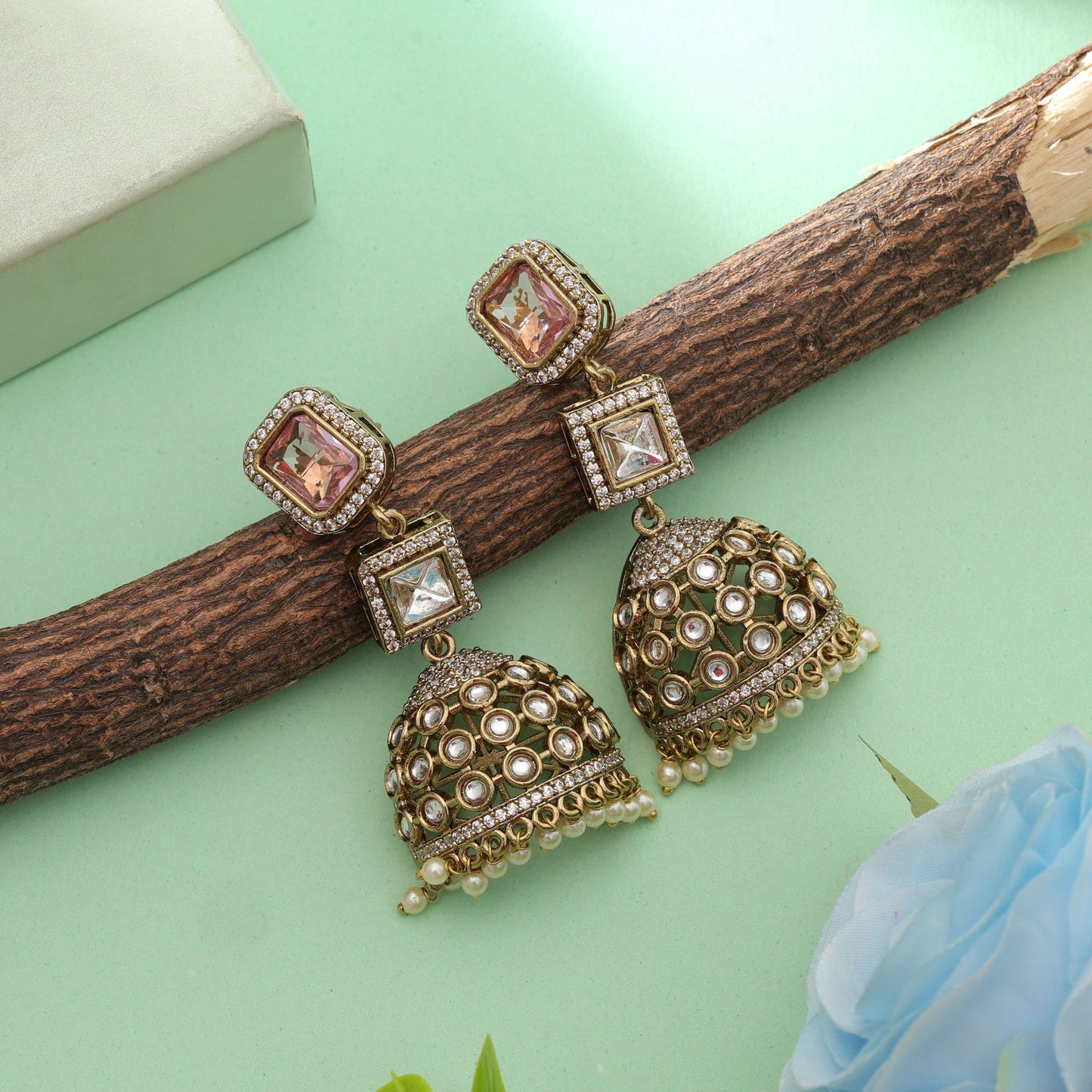 Light Pink Color American Diamond Earrings Elegant Minimal Daily Wear Jewelry
