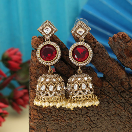 Rote amerikanische Diamantohrringe, traditionelle Brautschmuck-Kollektion