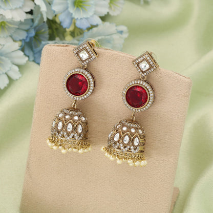 Rote amerikanische Diamantohrringe, traditionelle Brautschmuck-Kollektion
