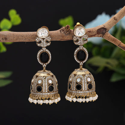 Elegant Black Color American Diamond Earrings For Modern Festive Party Wear Styling