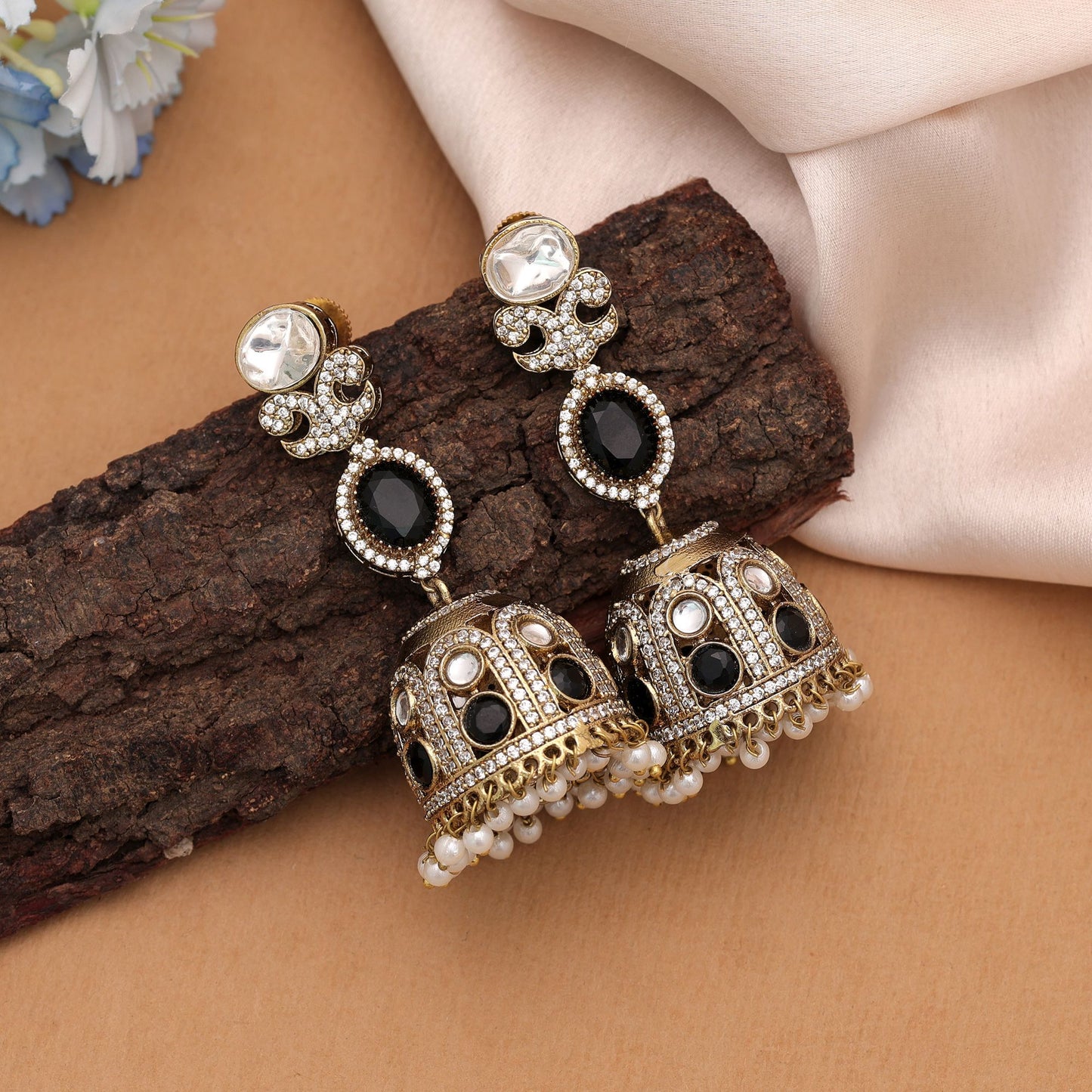 Elegant Black Color American Diamond Earrings For Modern Festive Party Wear Styling