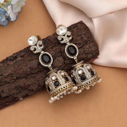 Elegant Black Color American Diamond Earrings For Modern Festive Party Wear Styling