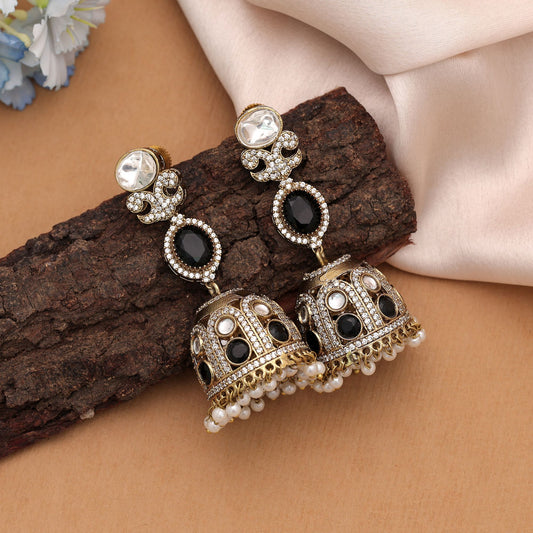 Elegante amerikanische Diamantohrringe in Schwarz für modernes festliches Party-Styling