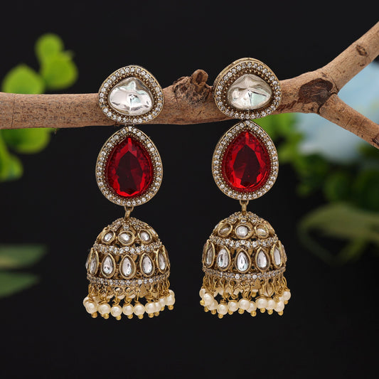 Elegante rote amerikanische Diamant-Ohrringe mit festlichem Hochzeits-Schmuckdesign