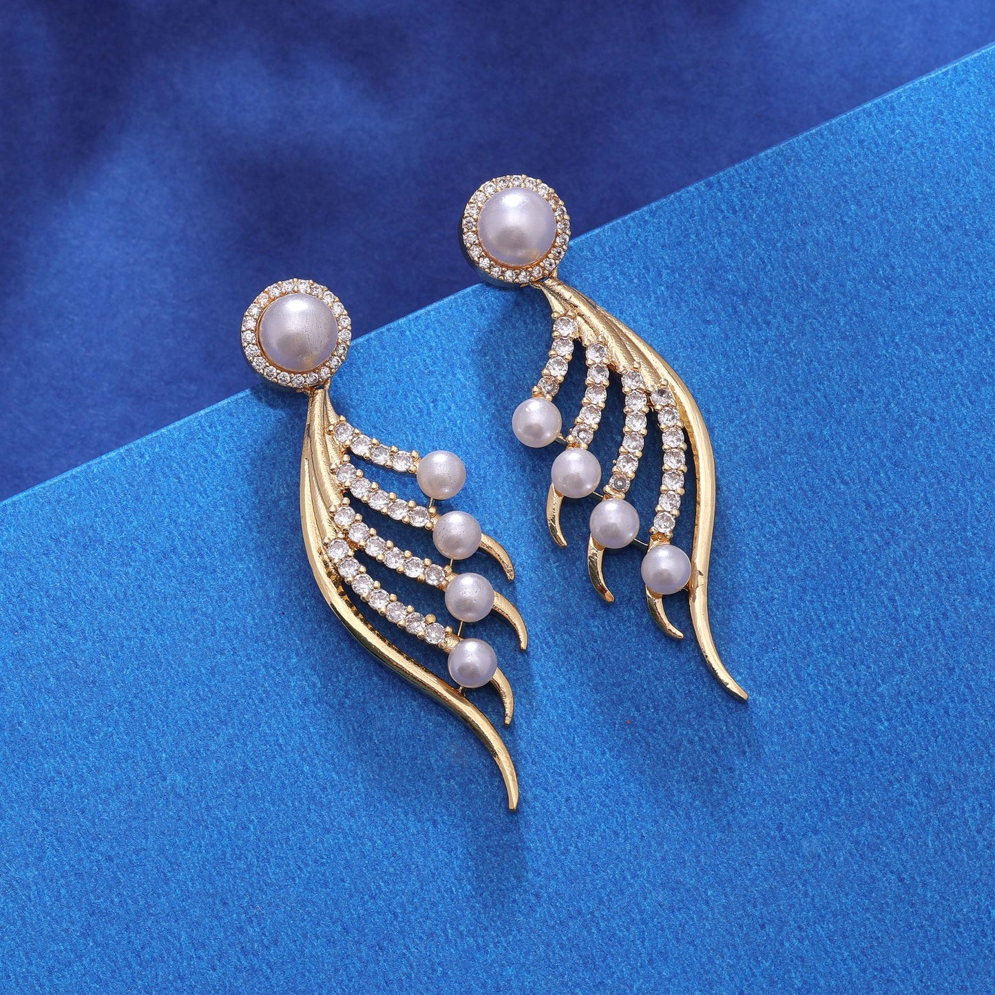 Gold Color American Diamond Earrings with Premium Elegant Styling