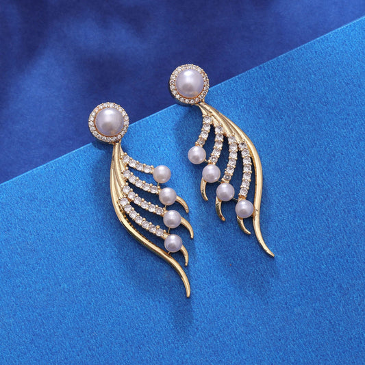 Gold Color American Diamond Earrings with Premium Elegant Styling