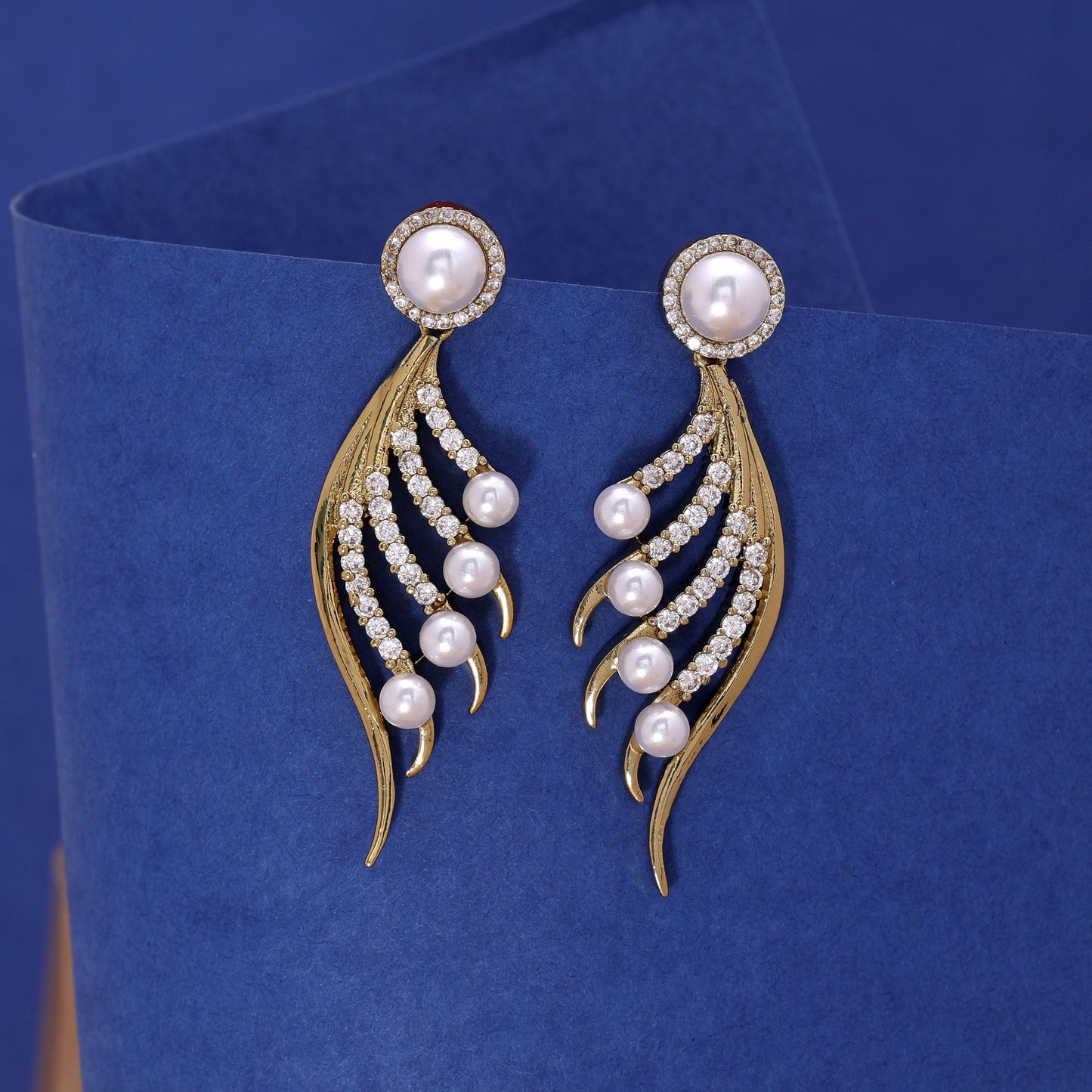White Color American Diamond Earrings with Classic Crystal Shine
