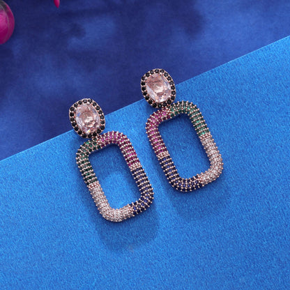 Multi Color American Diamond Earrings with Designer Party Wear Style