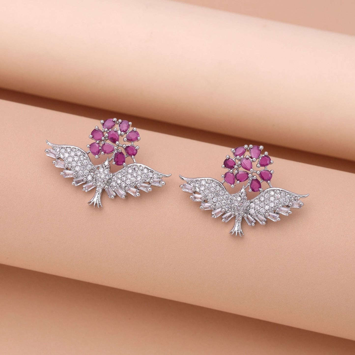 Rani Color American Diamond Earrings with Traditional Royal Charm
