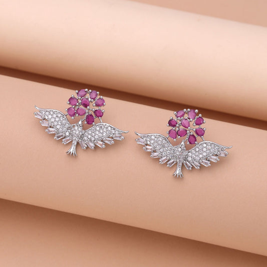 Rani Color American Diamond Earrings with Traditional Royal Charm