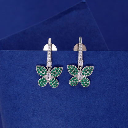 Green Color American Diamond Earrings with Beautiful Stone Work