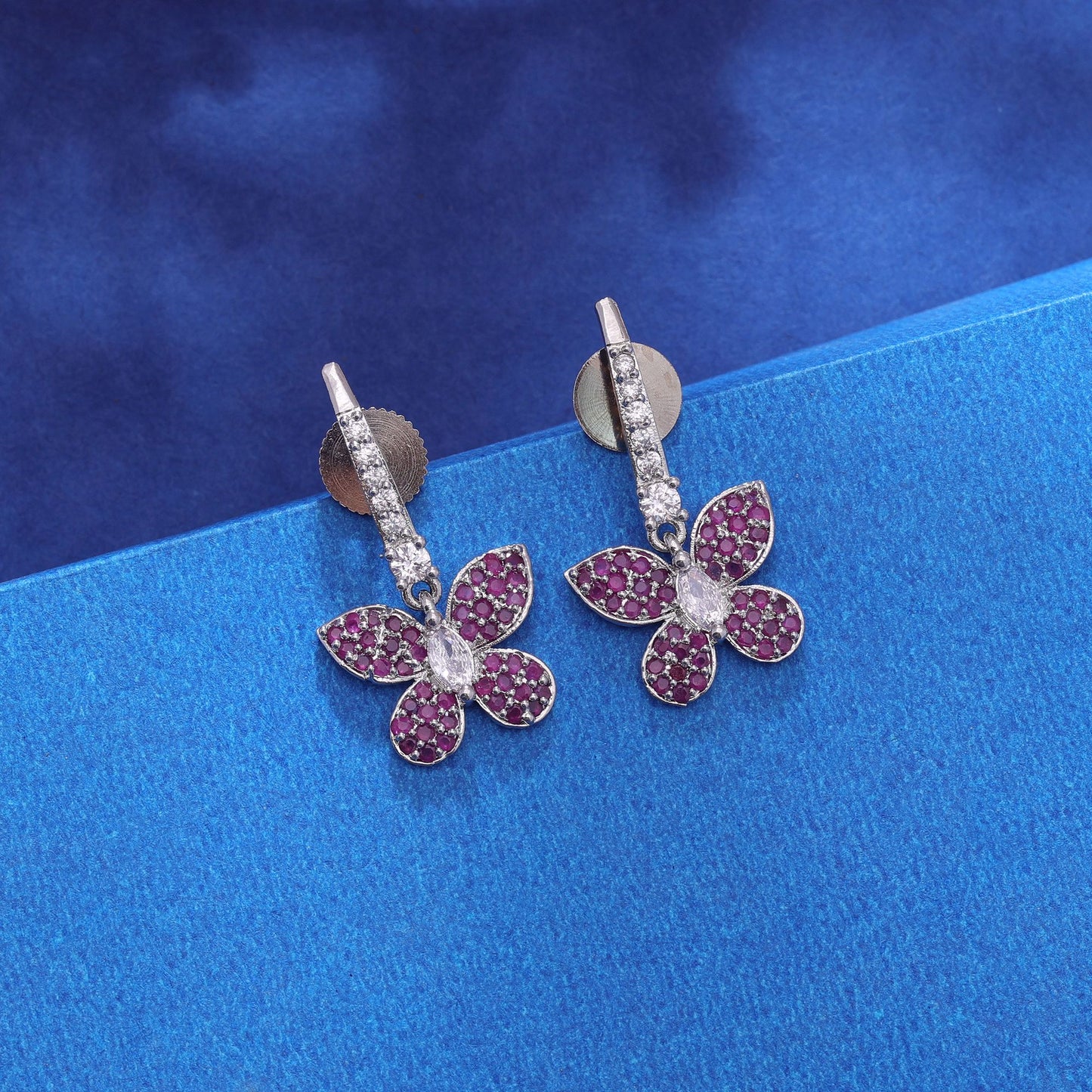 Rani Color American Diamond Earrings with Premium Sparkling Finish