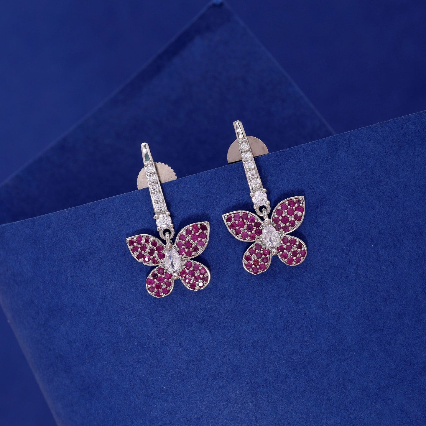 Rani Color American Diamond Earrings with Premium Sparkling Finish