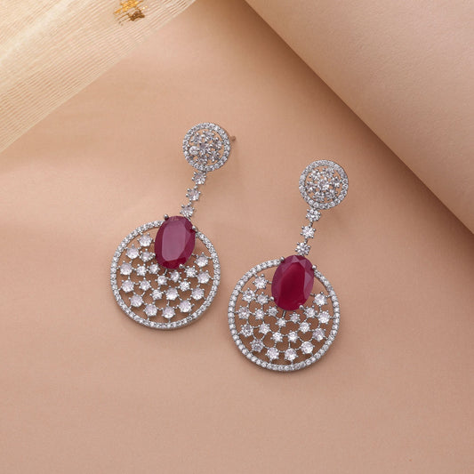 Rani Color American Diamond Earrings with Luxurious Ethnic Appeal
