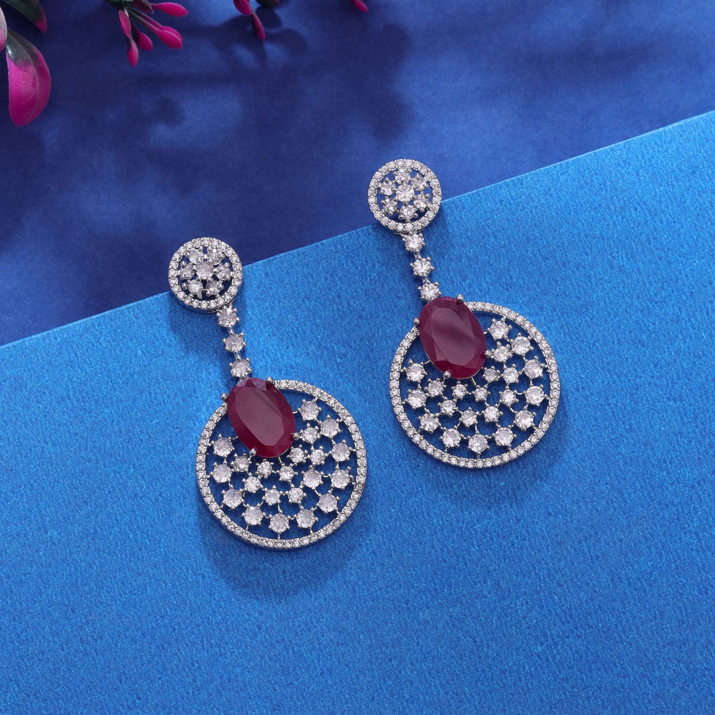 Rani Color American Diamond Earrings with Luxurious Ethnic Appeal