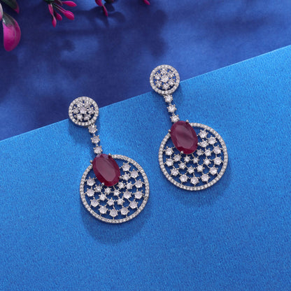 Rani Color American Diamond Earrings with Luxurious Ethnic Appeal
