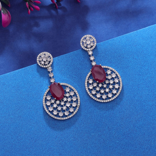 Rani Color American Diamond Earrings with Luxurious Ethnic Appeal