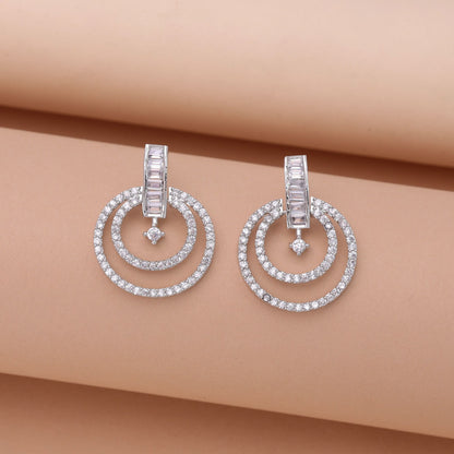 Silver Color American Diamond Earrings with Premium Party Wear Look