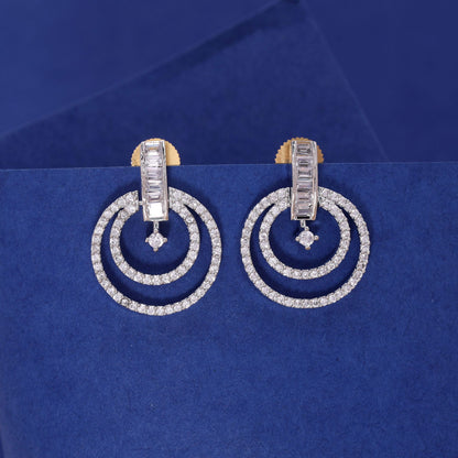Silver Color American Diamond Earrings with Premium Party Wear Look