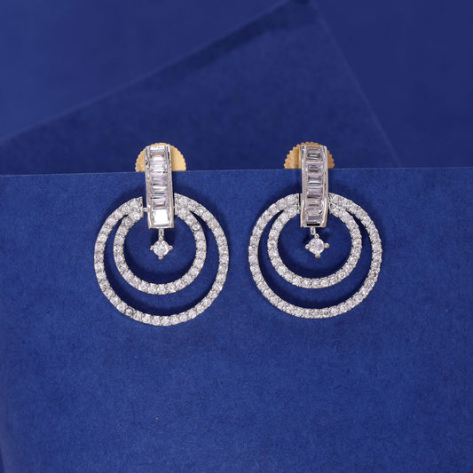 Silver Color American Diamond Earrings with Premium Party Wear Look