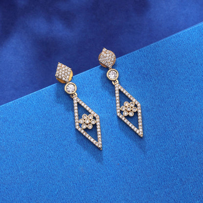 Gold Color American Diamond Earrings with Luxurious Party Wear Appeal