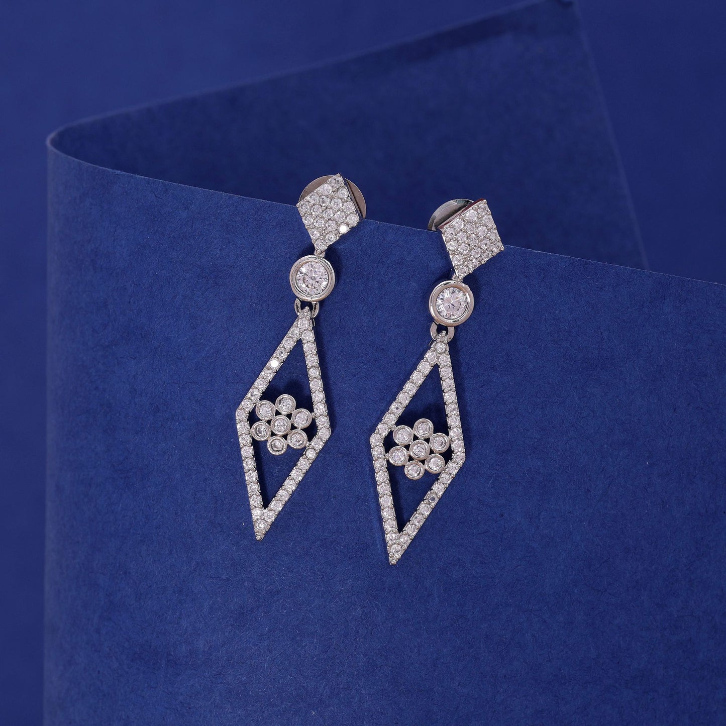 Silver Color American Diamond Earrings with Stunning Fashion Look