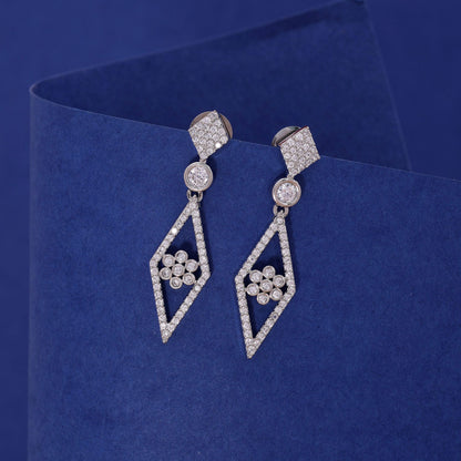 Silver Color American Diamond Earrings with Stunning Fashion Look