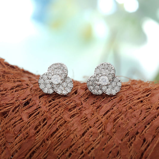 Silver Color American Diamond Earrings with Beautiful Modern Party Wear Look