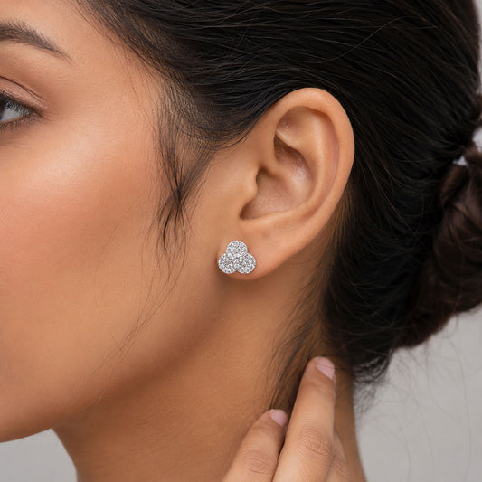 Silver Color American Diamond Earrings with Beautiful Modern Party Wear Look