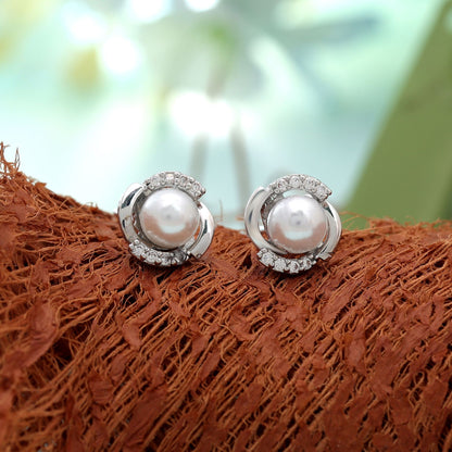 Silver Color American Diamond Earrings Featuring Premium Sparkling Designer Finish