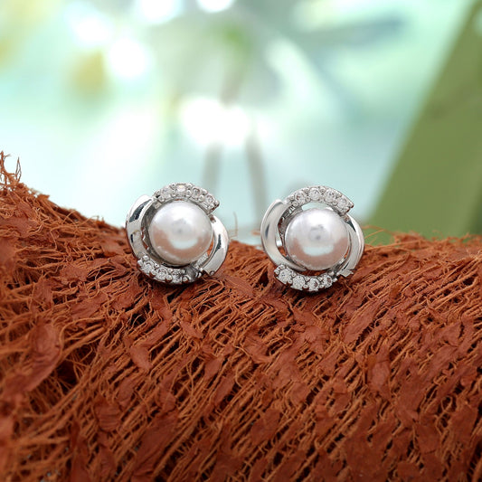 Silver Color American Diamond Earrings Featuring Premium Sparkling Designer Finish
