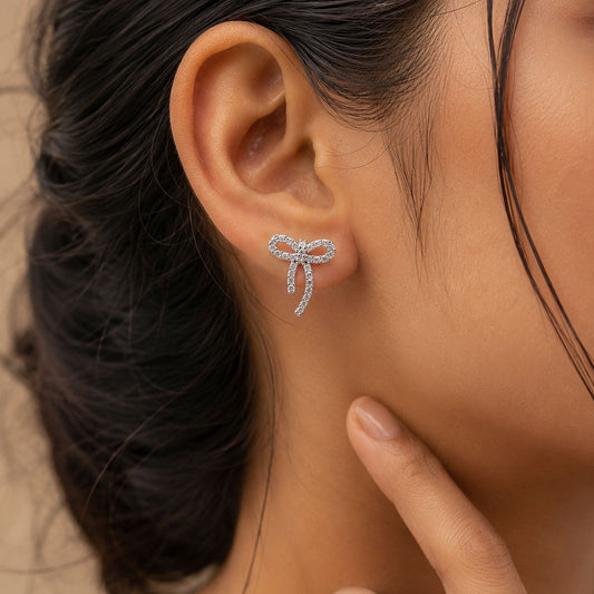 Silver Color American Diamond Earrings Crafted for Elegant Everyday Fashion Style