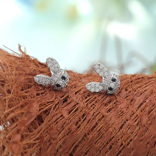 Silver Color American Diamond Earrings with Trendy Crystal Studded Design Appeal