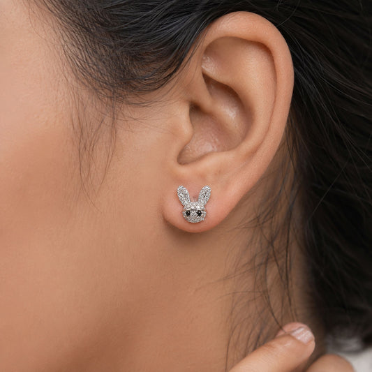Silver Color American Diamond Earrings with Trendy Crystal Studded Design Appeal