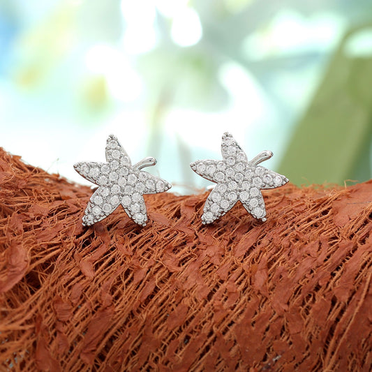 Silver Color American Diamond Earrings with Stylish Contemporary Party Wear Look
