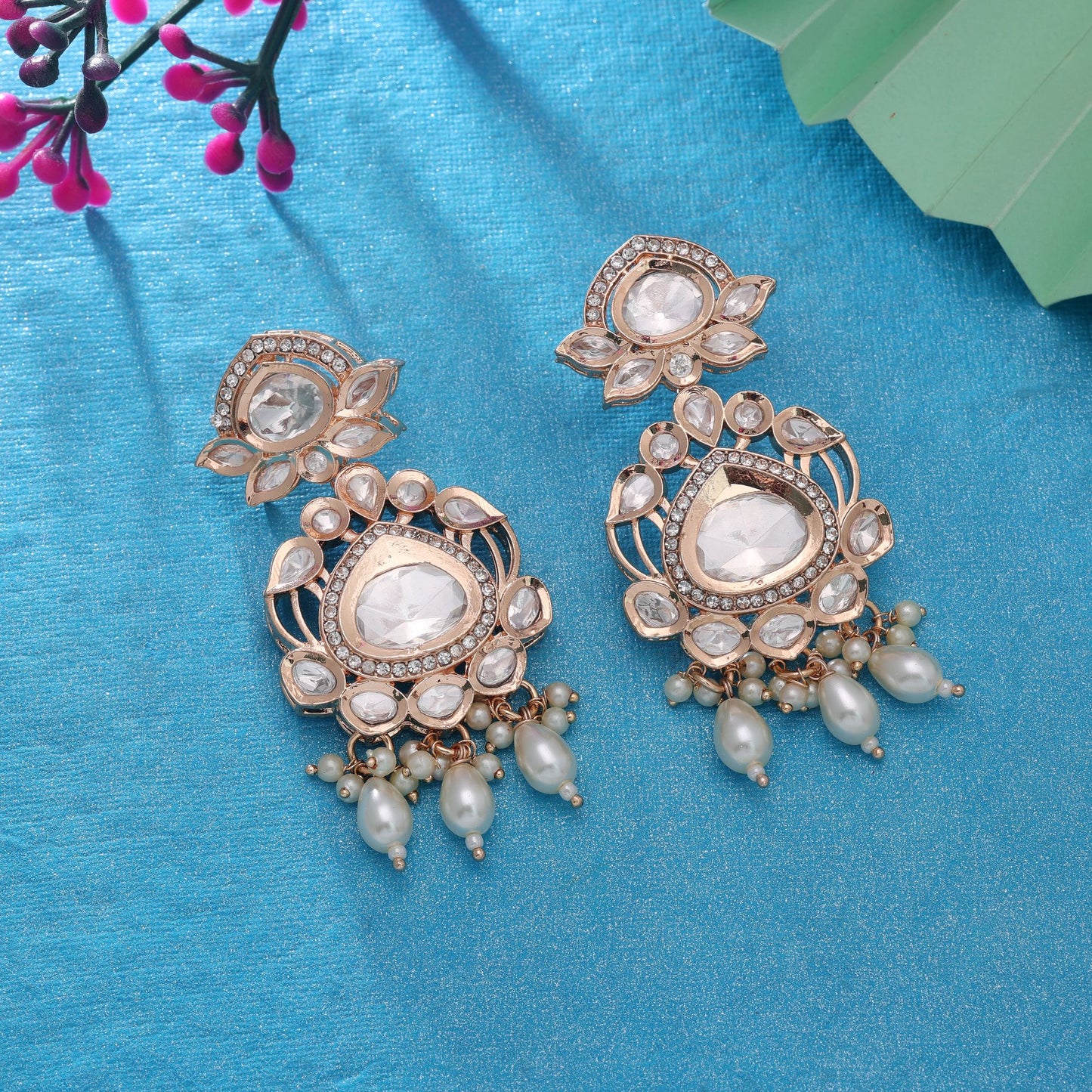 White Color American Diamond Earrings with Elegant Sparkling Party Wear Design
