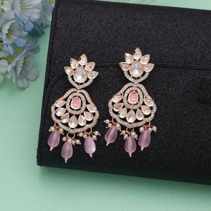 Light Pink Color American Diamond Earrings Crafted for Elegant Everyday Jewelry Style