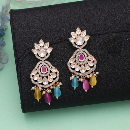 Multi Color American Diamond Earrings with Attractive Stylish Party Wear Appeal