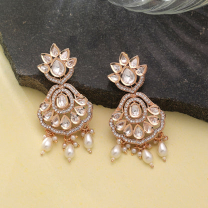 White Color American Diamond Earrings Crafted with Premium Elegant Crystal Finish