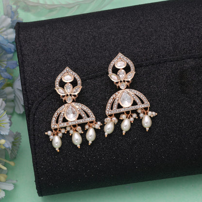 White Color American Diamond Earrings Featuring Beautiful Luxury Crystal Design