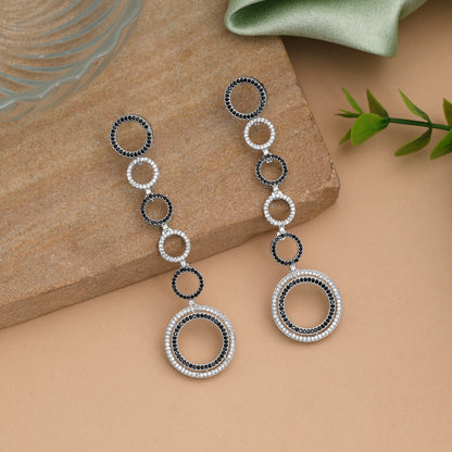 Bold Midnight Black Color American Diamond Earrings For Modern Fusion Wear