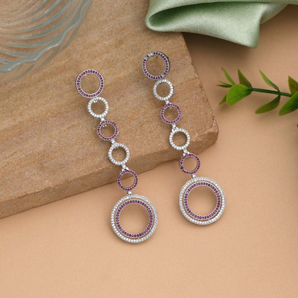 Pretty Blush Pink Color American Diamond Earrings For Girls Special Events