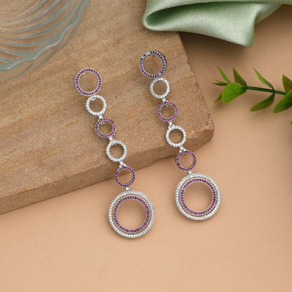 Pretty Blush Pink Color American Diamond Earrings For Girls Special Events