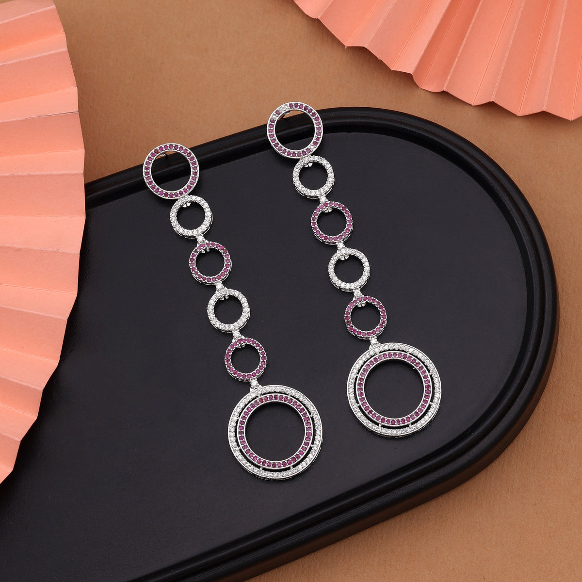 Pretty Blush Pink Color American Diamond Earrings For Girls Special Events