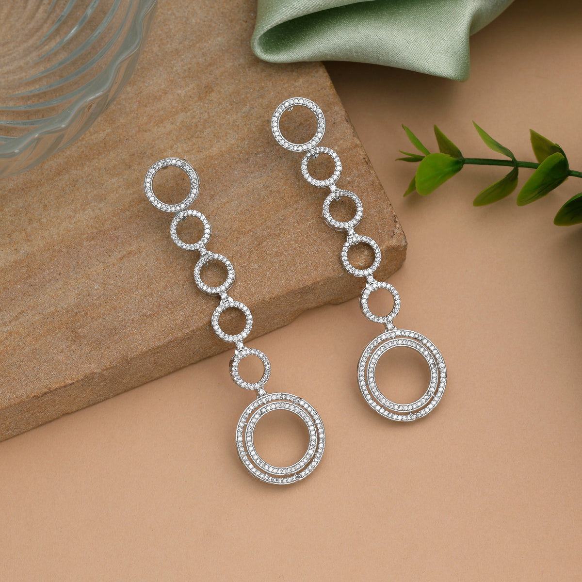 Pristine Crystal White Color American Diamond Earrings For Classic Elegant Looks