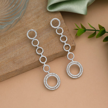 Pristine Crystal White Color American Diamond Earrings For Classic Elegant Looks