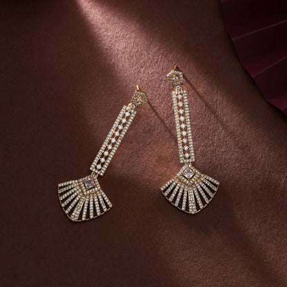 Radiant Metallic Gold Color American Diamond Earrings For Festive Celebrations