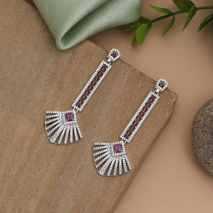 Charming Baby Pink Color American Diamond Stud Earrings For Minimalist Styling