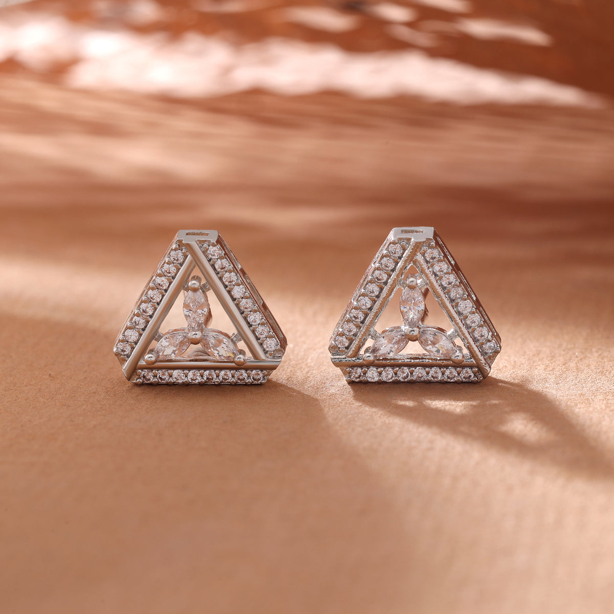 Sleek Metallic Silver Color American Diamond Drop Earrings For Western Dresses